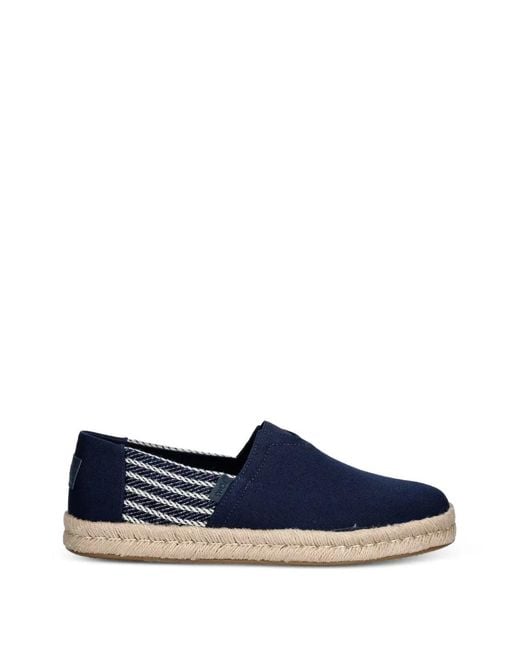TOMS Blue Rope-Trimmed Striped Espadrilles for men