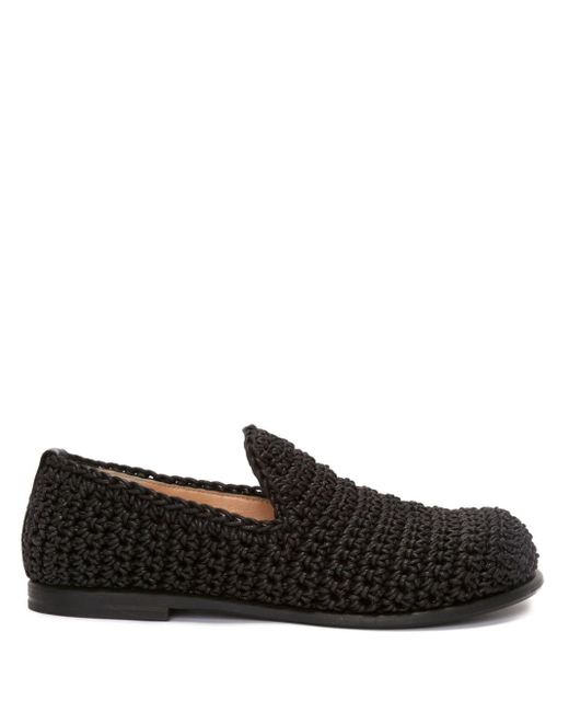 J.W. Anderson Black Crotchet Moccasin Loafers