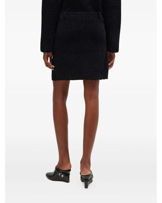 Ganni Black Crochet Mini Skirt