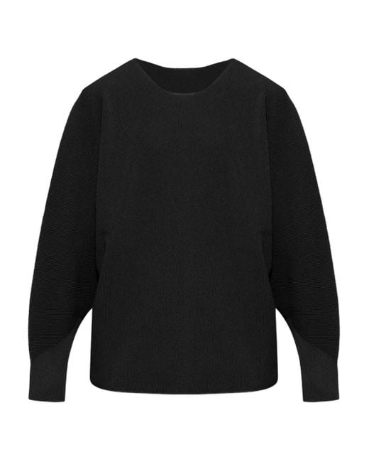 Homme Plissé Issey Miyake Men's Black Ribbed Round-Neck Sweater