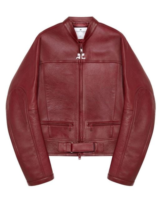 Courreges Red Scuba Leather Biker Jacket for men