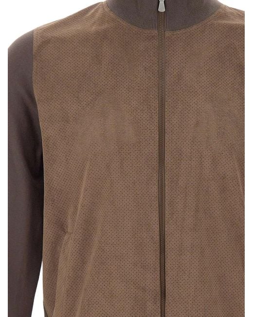 Gran Sasso Brown Perforated Jacket for men