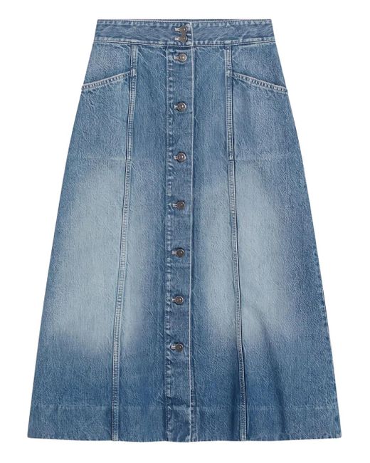 Valentino Garavani Blue Cotton Midi Skirt
