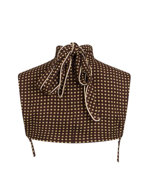 Philosophy Di Lorenzo Serafini Brown Polka-Dot High-Neck Cropped Top