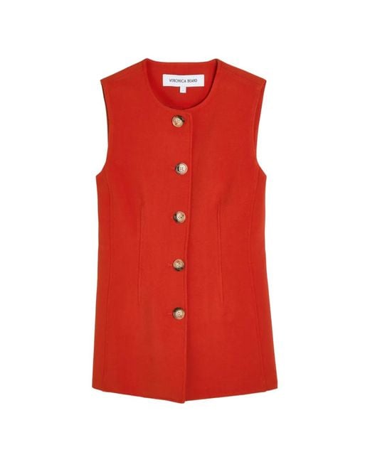 Veronica Beard Red Jessup Crepe Vest