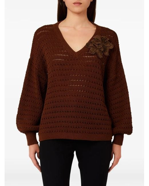 Liu Jo Brown V-Neck Sweater