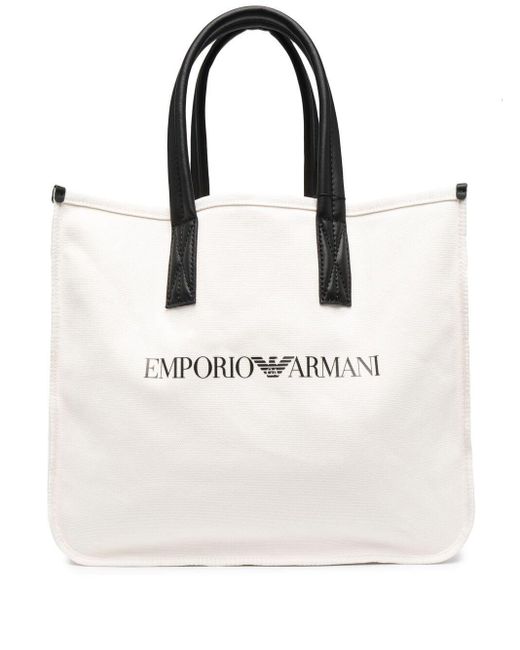 Grand sac cabas à logo imprimé Emporio Armani pour homme en coloris Blanc |  Lyst
