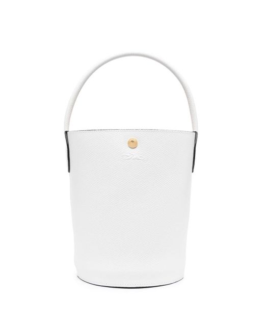 Longchamp White Épure Leather Bucket Bag