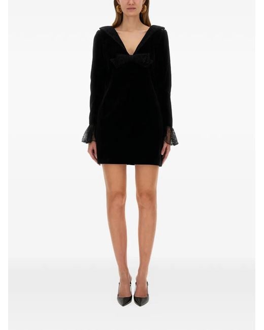 Nina Ricci Black Lace-Trimmed Mini Dress