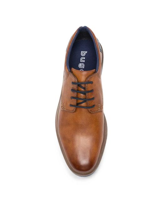 Bugatti Brown Logo-Debossed Lace-Up Derby Shoes for men