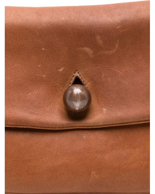 SOMMET Brown Leather Button Shoulder Bag