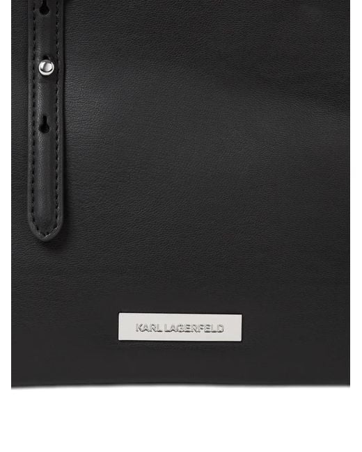 Karl Lagerfeld Black Small Logo-Plaque Tote Bag