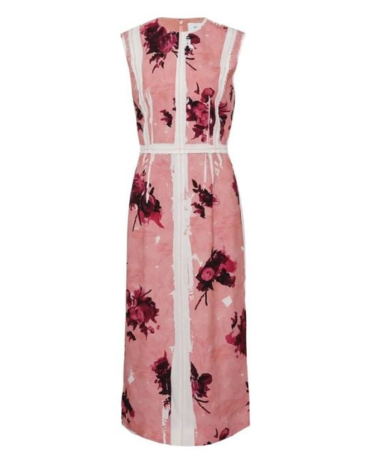 Erdem Pink Floral Sleeveless Midi Dress