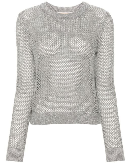 Metallic-threading open-knit jumper MICHAEL Michael Kors en coloris Gray