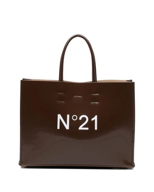 N°21 Brown Sac Cabas Horizontal À Logo
