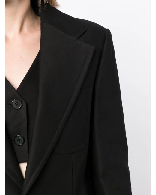 Goen.J Black Notched-Lapels Single-Breasted Blazer