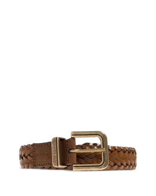 Etro Brown Woven Leather Belt