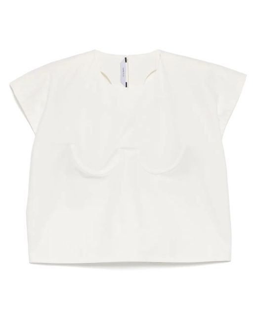 Pushbutton White Bra Point Sleeveless Top