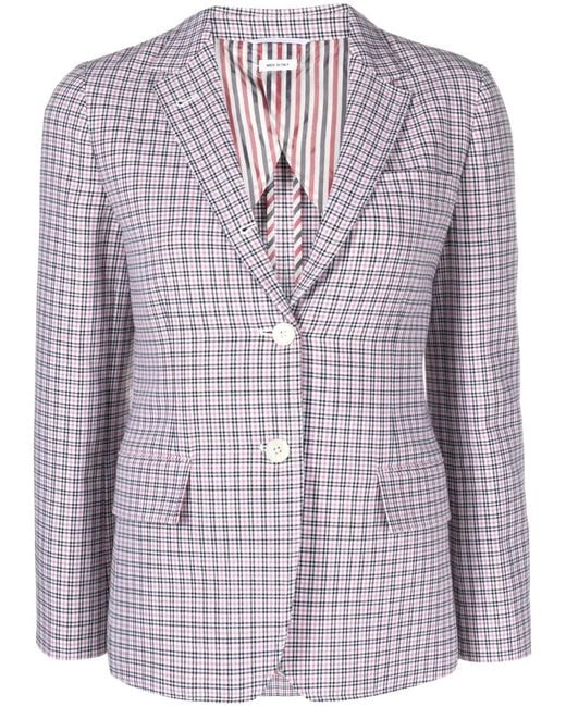 Thom Browne Purple Check Crepe Single-Breasted Blazer