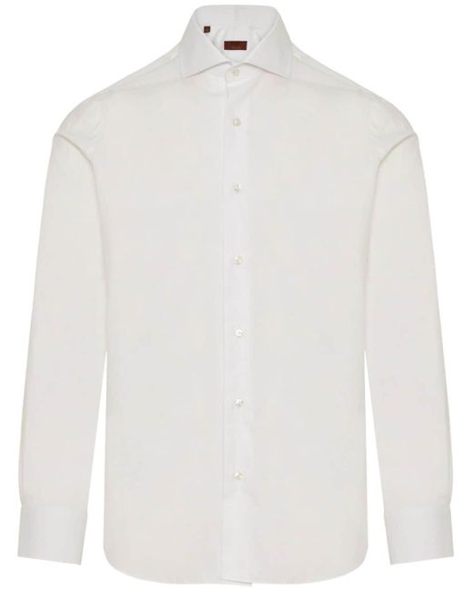 Barba Napoli Overhemd Met Gespreide Kraag in het White voor heren