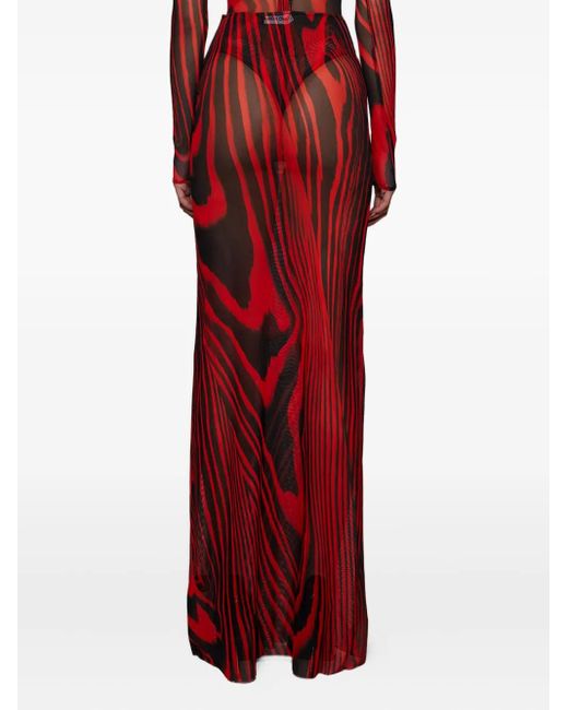 David Koma Red Printed Skirt