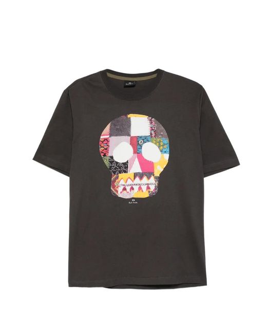 Paul Smith Black Fabric Skull Print T-Shirt for men