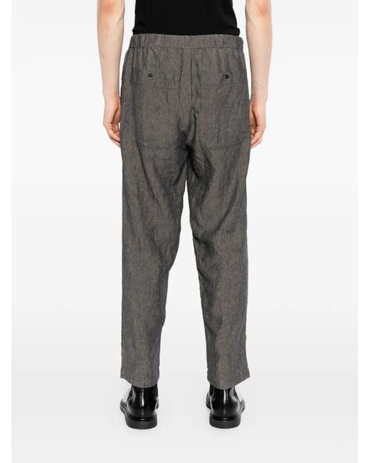 Barena Gray Elasticated Waistband Linen Trousers for men