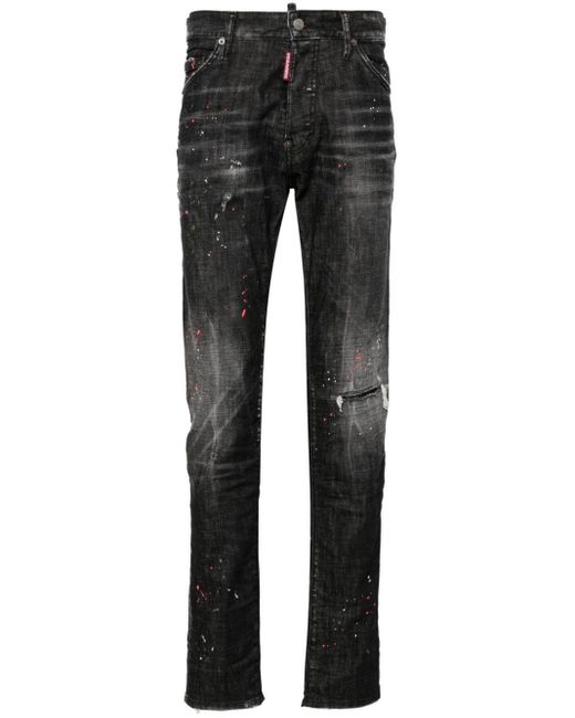 DSquared² Gray Tidy Biker Slim-leg Jeans for men