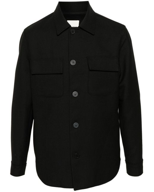 Sandro Black Spread-collar Cotton Shirt Jacket for men