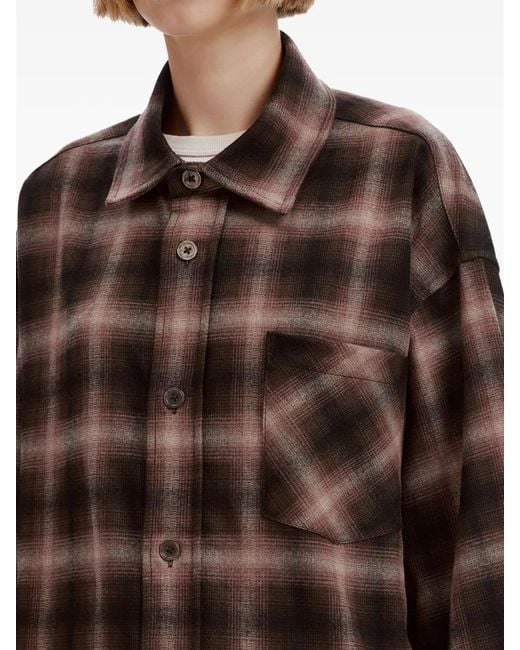 B+ AB Brown Check-Pattern Button-Up Shirt Jacket