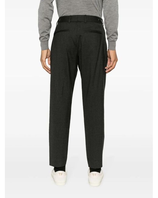 PT Torino Gray Sigma Twill-Weave Tailored Trousers for men