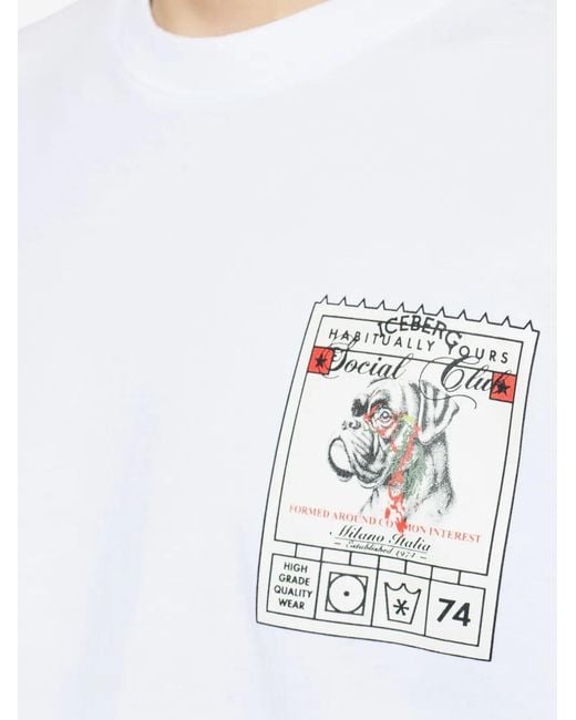 Iceberg White Print Trim T-Shirt for men