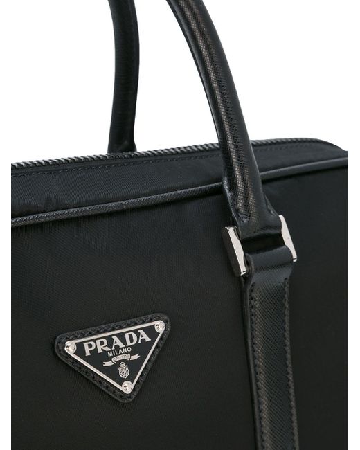 Prada Removable Strap Laptop Bag Men Calf Leather/nylon/polyester