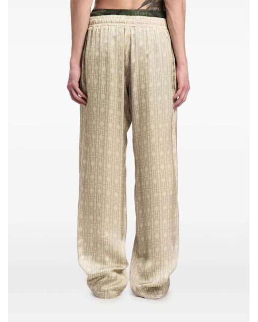 Palm Angels Natural Monogram-Jacquard Wide-Leg Trousers for men