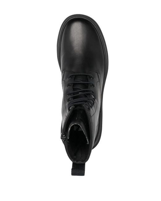 Camper Black Lace-Up Leather Combat Boots