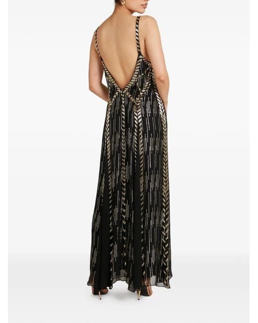 Temperley London Black Viola Sequin-Embellished Maxi Dress