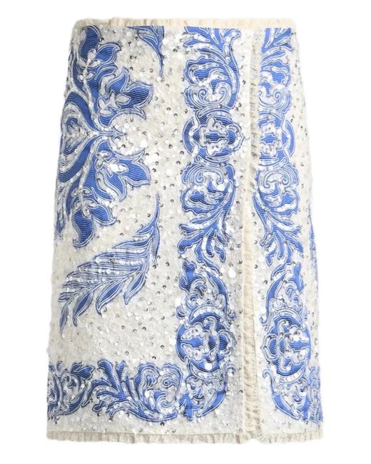 Etro Blue Sequin-Embellished Skirt