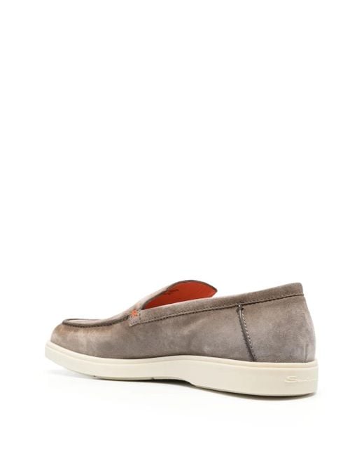 Santoni Natural Tonal-Stitching Leather Loafers for men