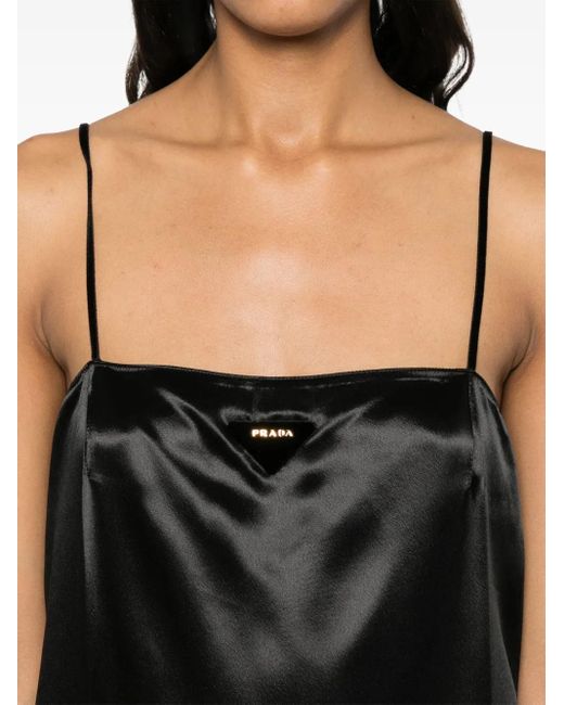 Robe-Nuisette En Satin À Coupe Mi-Longue Prada en coloris Black