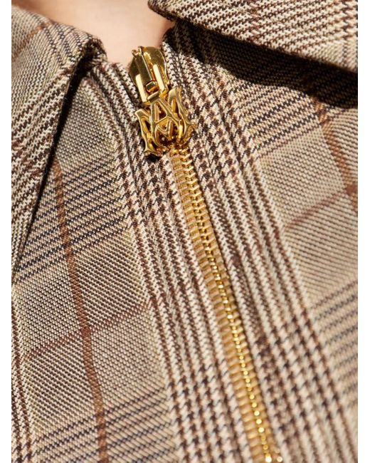 Amiri Natural Check-Pattern Embroidered-Logo Jacket for men