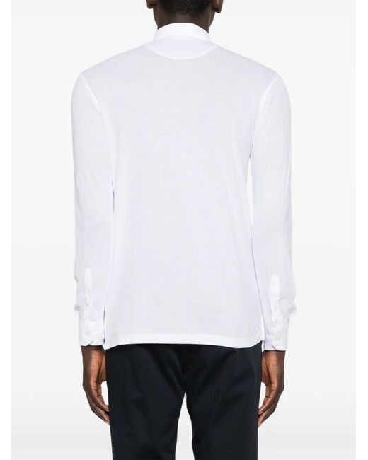 Barba Napoli White Long-Sleeve Polo Shirt for men