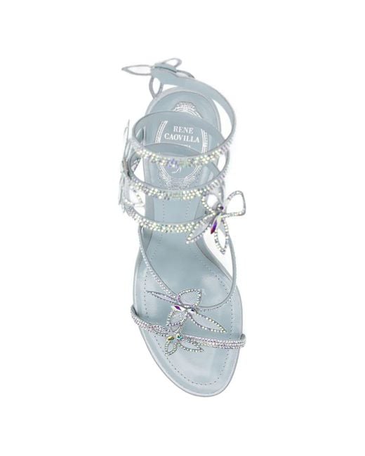 Rene Caovilla White 80Mm Crystal-Embellished Floral Sandals