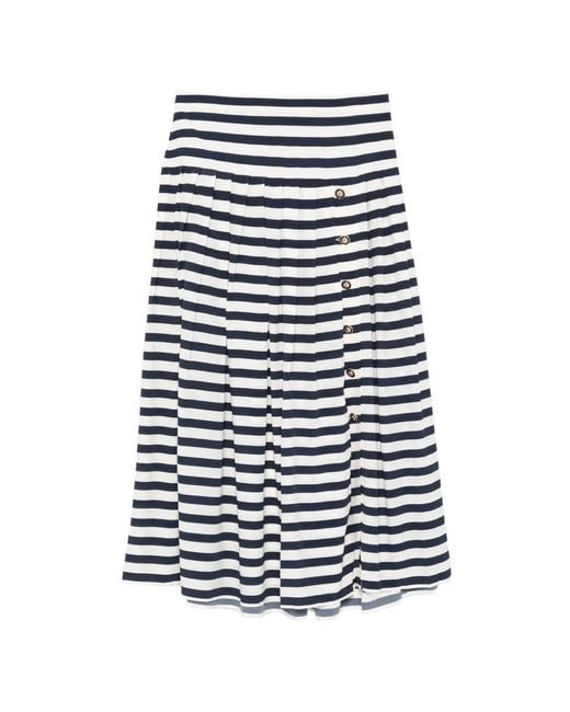 Rixo Blue Una Striped Midi Skirt