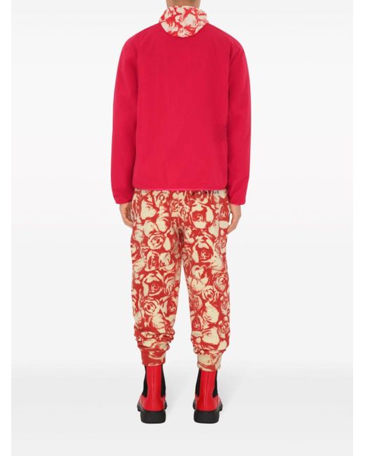 Burberry Red Rose-pattern Wool Track Pants