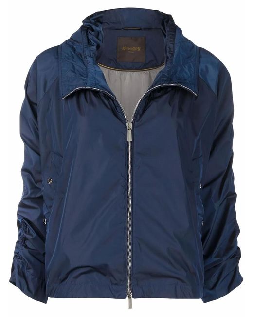 Moorer Blue Drawstring-Cuff Cropped Jacket