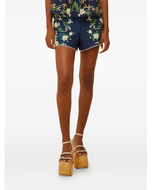 Farm Rio Flower Tapestry Shorts Met Riem in het Blue