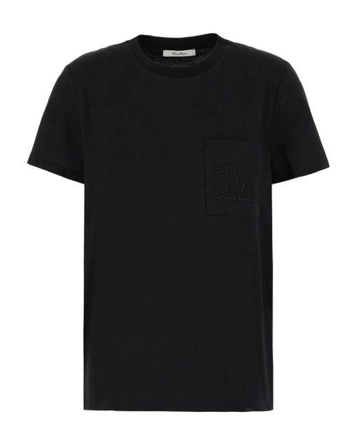 Max Mara Black T-Shirt mit Logo-Stickerei