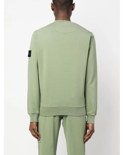 Stone Island Green Crewneck Sweatshirt In Cotton Fleece for men