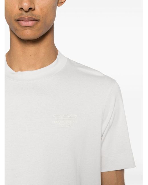 Emporio Armani White Rubberised-logo Cotton T-shirt for men
