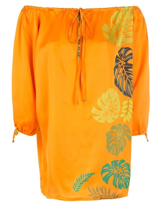 Amir Slama Orange Robe Courte À Imprimé Feuillage